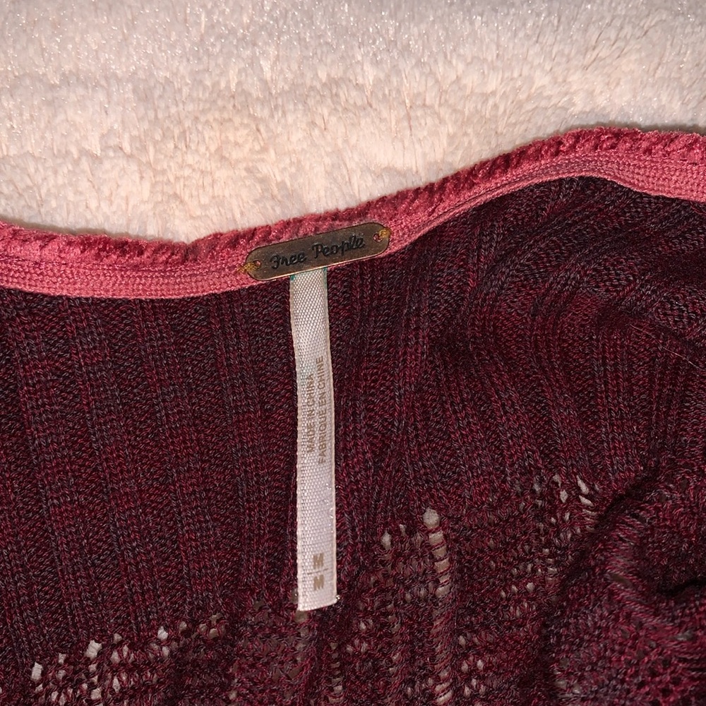 Free people Florence Crop Top Sweater burgundy size medium worn once - Picture 7 of 8